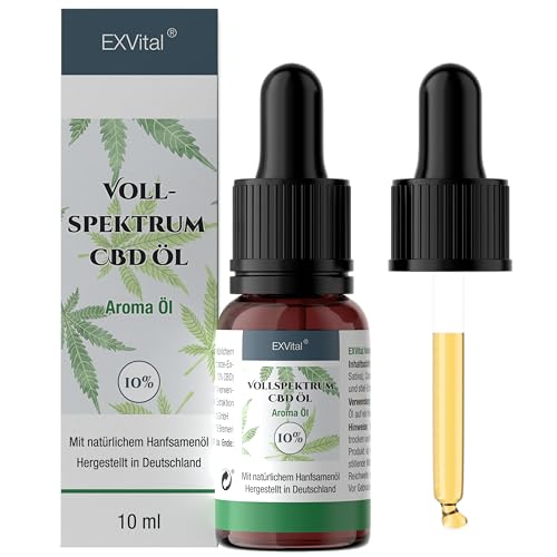 EXVital® CBD Öl 10%,Natürlich mit Hanföl- Vollspektrum Tropfen